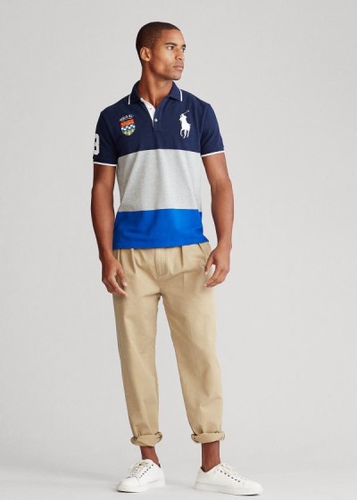 Camisa Polo Polo Ralph Lauren Hombre Azul Marino Multicolor - Color-Blocked Big Pony - MBUZS4087